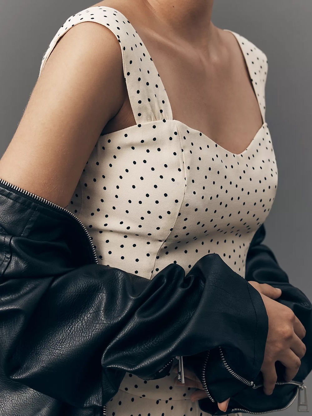Reformation Hester Polka Dot Tank Top in Salt and Pepper NWT